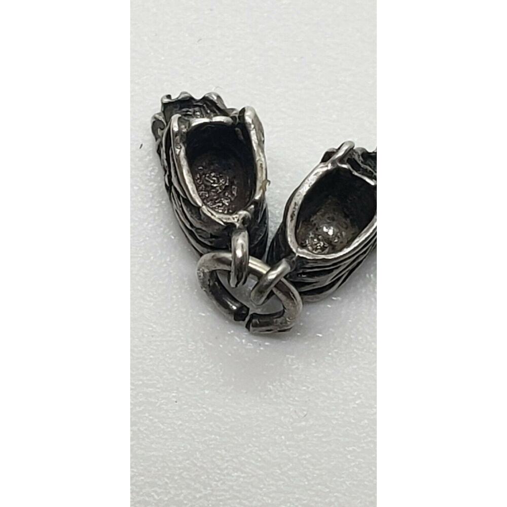 Vintage Charm Baby Shoes Booties Sterling Silver Tiny Pair Pendant Mom Kid - Picture 6 of 8
